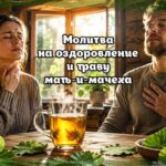 Молитва на оздоровление и траву мать-и-мачеха — горячий травяной чай при боли в горле и для облегчения дыхания в уютном деревянном доме